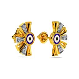 Kisna Diamond & Gold Jewellery 14k (585) Gold Hanna Evil Eye Diamond Earring-image-74