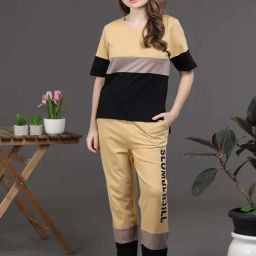 Slumber Jill Multicolor Color-Block T-Shirt With Lounge Pants-picture-13