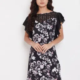 The Kaftan Company Black Floral Print Sleep Dress-picture-43