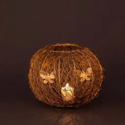 Aapno Rajasthan Gold Tealight Holders - Set of 2-41
