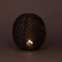 Aapno Rajasthan Black Tealight Holders - Set of 2-image-14