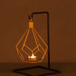 Aapno Rajasthan Gold & Black Hanging Tealight Holder - Set of 1-image-33