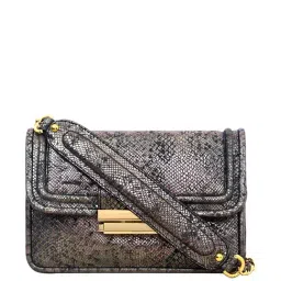 Eske Lucie Gold & Black Textured Medium Sling Handbag-image-28