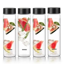 ?Borosil Water Bottle For Hot & Cold Water Set of 4 (Transparent, ?550 ml)-112