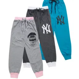 Vimal Jonney Kids Multicolor Printed Trackpants - Pack of 3-image-74
