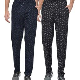 Vimal Jonney Navy & Black Regular Fit Trackpants - Pack of 2-image-78
