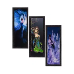 eCraftIndia Set Of 3 Beautiful Angels Satin Matt Texture UV Art Painting-9