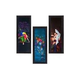 eCraftIndia Set Of 3 Radha Krishna Satin Matt Texture UV Art Painting-image-67