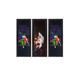 eCraftIndia Set Of 3 Radha Krishna Satin Matt Texture UV Art Painting-image-94