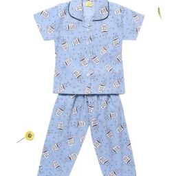 The Magic Wand Kids Blue Printed Shirt with Pyjamas-image-27