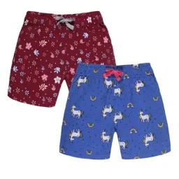 Plum Tree Kids Blue & Maroon Printed Shorts (Pack Of 2)-image-64