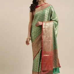 Banarasi Silk Works Green Silk Woven Saree With Unstitched Blouse-picture-18