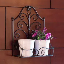 ExclusiveLane Hand-painted Black & White Galvanised Iron Wall Planter Pots - Set of 2-17