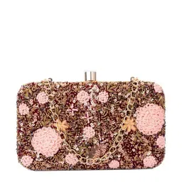 NR by Nidhi Rathi Maroon Fabric Clutch-image-88