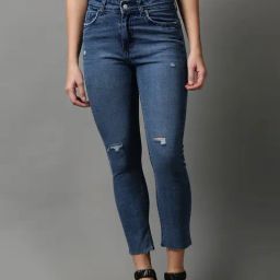 SHOWOFF Blue Solid Mid Rise Jeans-image-84