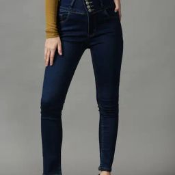 showoffff SHOWOFF Navy Solid High Rise Jeans-picture-11