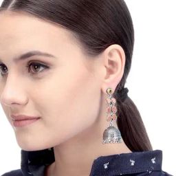 Imli Street Brown & Yellow Jhumki Earrings-picture-4