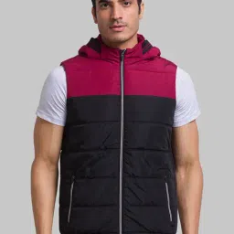 Parx Black Regular Fit Colour Block Hooded Jacket-39
