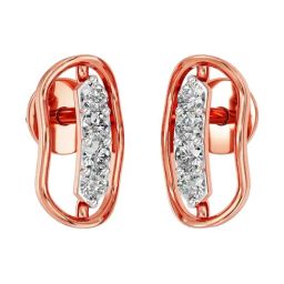 Joyalukkas 18k Rose Gold & Diamond Streamlined Earrings-image-10