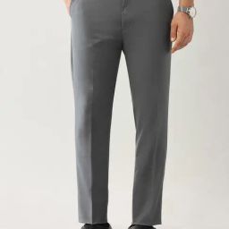 Arrow Grey Polyester Slim Fit Self Formal Trousers-image-59