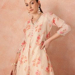 all about you Women Floral Print Sequined Detail High Slit Kurta with Sharara-picture-42