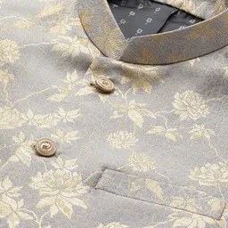 MANQ Men Woven Design Jaquard Silk Nehru Jacket image 5