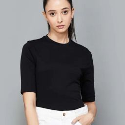 Code by Lifestyle Black Cotton Regular Fit Top-image-22