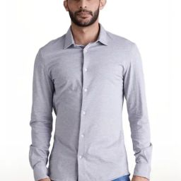 Celio* Grey Cotton Regular Fit Texture Shirts-image-73