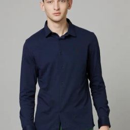 Celio* Blue Cotton Regular Fit Shirts-image-95
