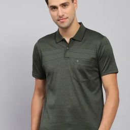 Monte Carlo Olive Regular Fit Self Pattern Polo T-Shirt-image-27