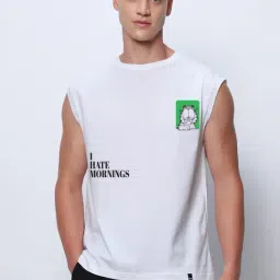 Bewakoof White Cotton Graphic Relaxed Fit Vest-picture-40