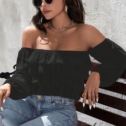 Stylecast X Slyck Off-Shoulder Ruffles Crop Top-10