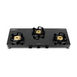 Bajaj Gp4 Powder Coated Slim Glasstop Gas Stove 3 Burner With 1 Jumbo Burner (Black)-image-1