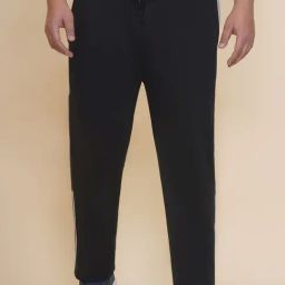 John Pride Black Cotton Regular Fit Striped Trackpants-image-78