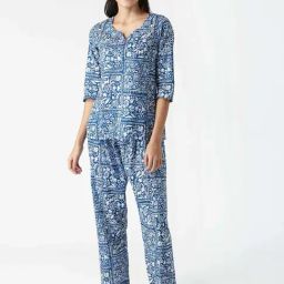 Mabish Blue Cotton Printed Top Pant Set-picture-23