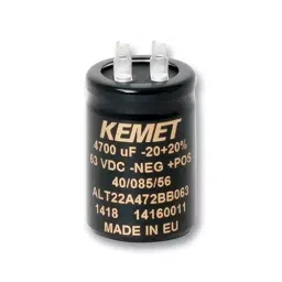 Kemet Snap In / Screw Terminal Aluminium Electrolytic Capacitor 4700µf, 40V, Alu Elec, Solder, ALT22A472AB040-picture-20