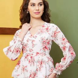 Globus White Floral Print Top-image-25