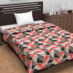 Divine Casa Emrald Red & Brown AC Room Cotton 120 GSM Single Bed Dohar-image-63