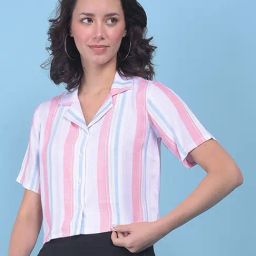 Crimsoune Club Multicolor Striped Crop Shirt-image-66