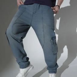 Hubberholme Blue Relaxed Fit Cargo Jeans-image-101