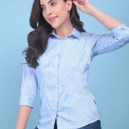 Crimsoune Club Blue & White Striped Shirt-image-89