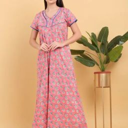 Sweet Dreams Peach Regular Fit Floral Nightdress-image-98