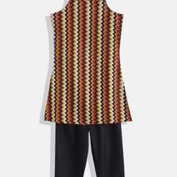 Indo Era Girls Striped Regular Kurta with Trousers-picture-4