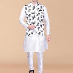 PRINTINDIA Men Regular Pure Silk Kurta with Trousers-image-94