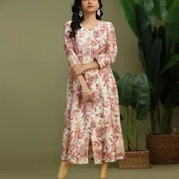 Cotton Culture Off White Viscose Rayon Floral Kurti-picture-24