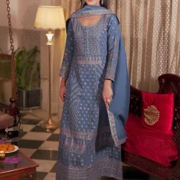 Libas Art Blue Embroidered Kurta Palazzo Set With Dupatta-picture-33