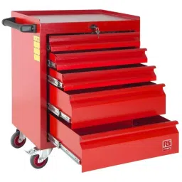 RS PRO 5 drawer Steel WheeledTool Chest, 830mm x 630mm x 450mm Model No 7531576-15