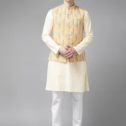 See Designs Men Pure Cotton Kurta With Pyjamas & With Nehru Jacket-picture-55