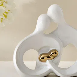 Home Centre White & Gold-Toned Ceramic Figurine Showpiece-image-11