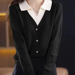 StyleCast Women V-Neck Ribbed Cardigan-picture-4